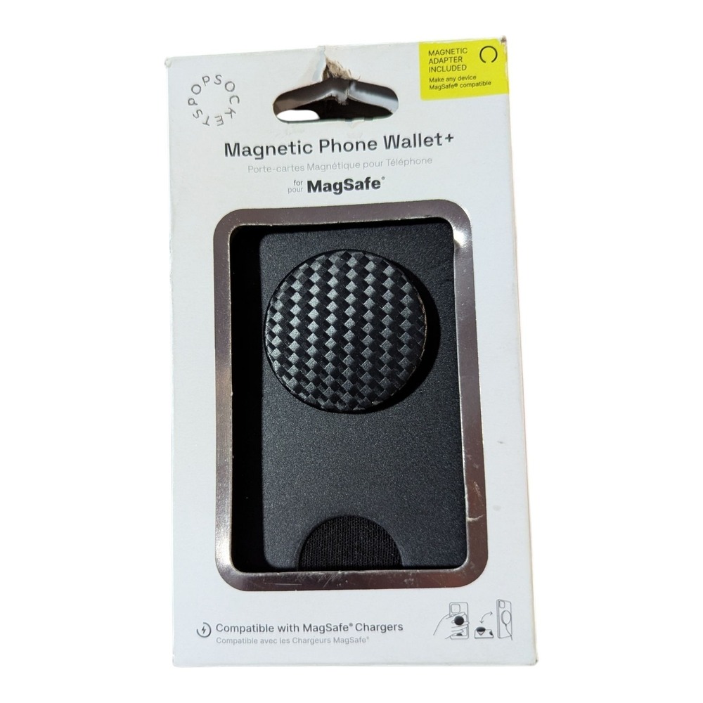 13-O PopSockets Magnetic MagSafe‎ PopWallet+ Phone Wallet/Grip Carbonite Weave